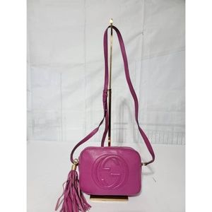 Authentic GUCCI Cellarius Calfskin Small Soho Disco Bag Pink Magenta